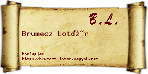 Brumecz Lotár névjegykártya